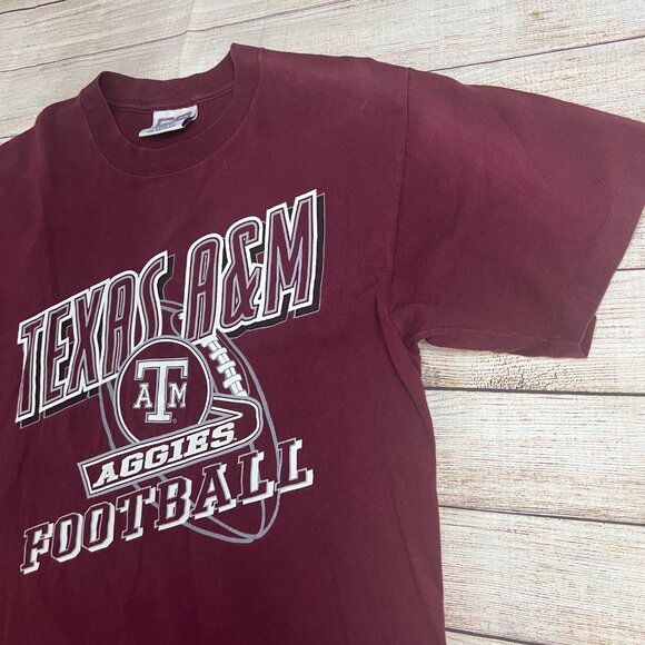 Texas A&M Aggies Football T-Shirt Medium Maroon Crable Sportswear Cotton Tee - Picture 8 of 9